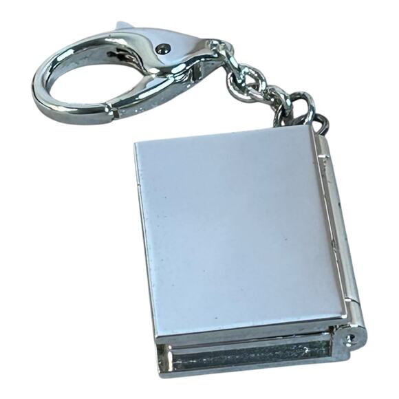 Mirrored Book Shape Two Photo Locket Keychain - Picture 3 of 4